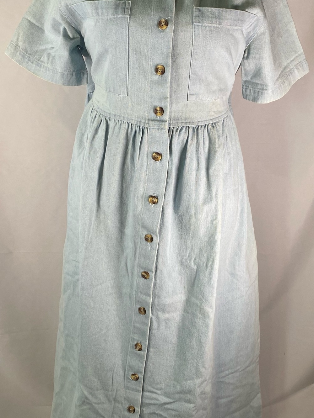 Sunbelt Light Blue Button-Front Maxi Dress